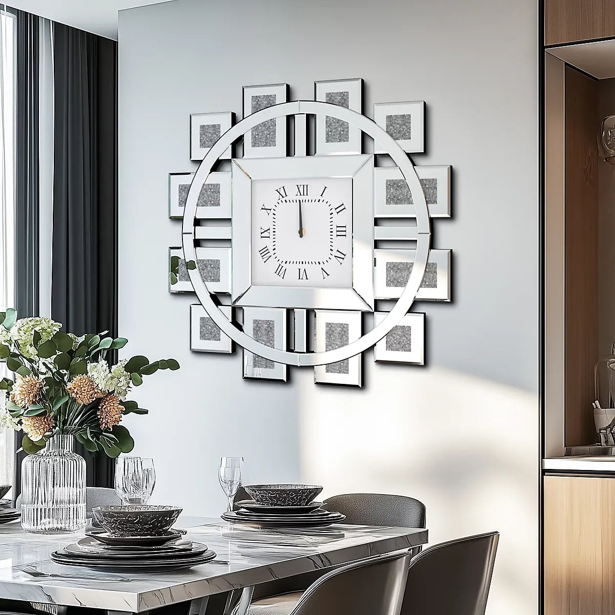 Artloge Crushed Diamond Inlay Wall Clock For Home Decor-Furniture Kingdom